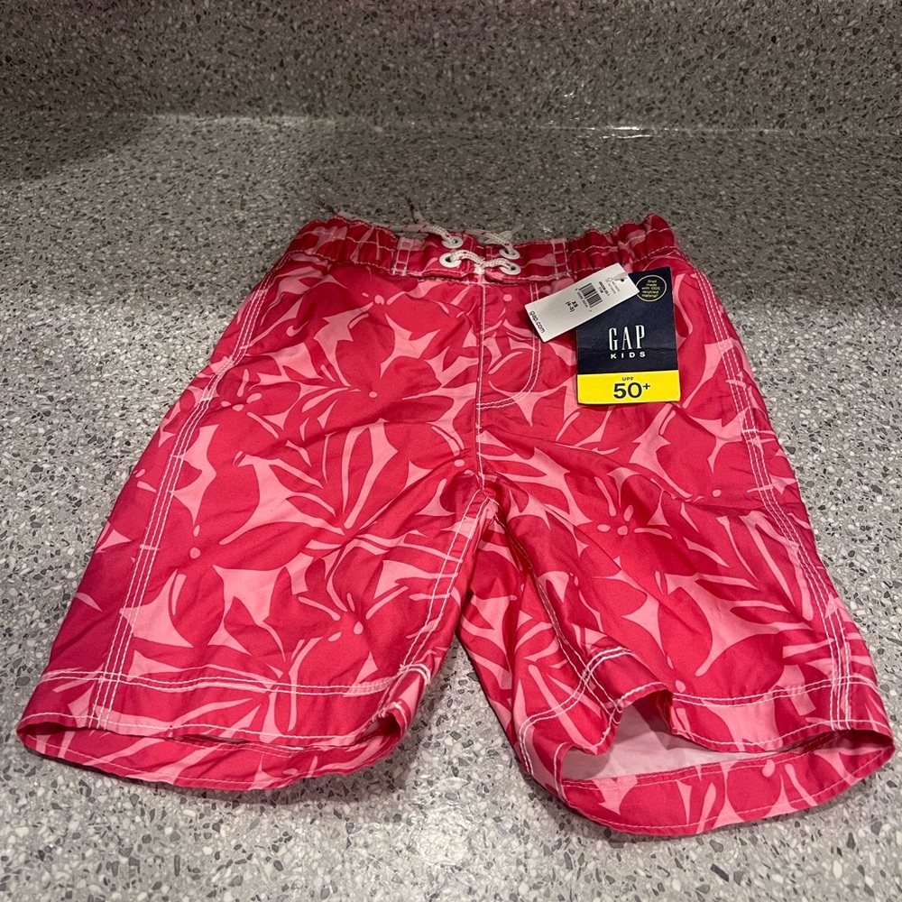 GAP Kids Bright Pink Floral Swim Trunks